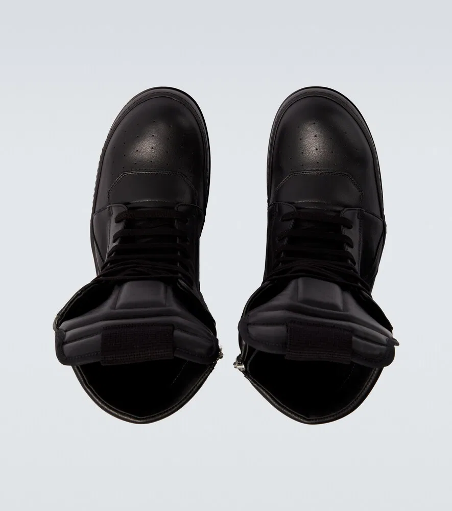 Кожаные высокие кроссовки Geobasket Rick Owens, черный — фото 4