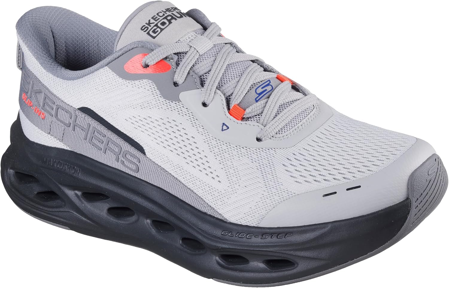 Мужские кроссовки Skechers Max Cushioning Glide Step с амортизацией, надевание без помощи рук, черный/серый — фото 4