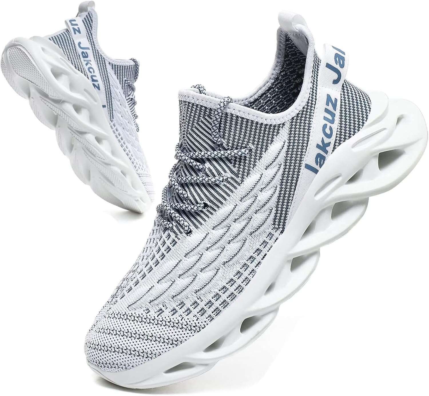 

Легкие мужские кроссовки Jakcuz больших размеров с сеткой и узором в виде рыбьей чешуи, белый/синий