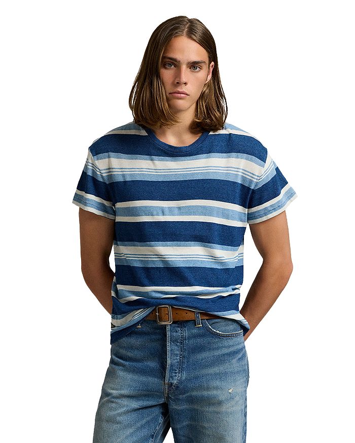 

Футболка Classic Fit из хлопка и льна в полоску Polo Ralph Lauren, синий