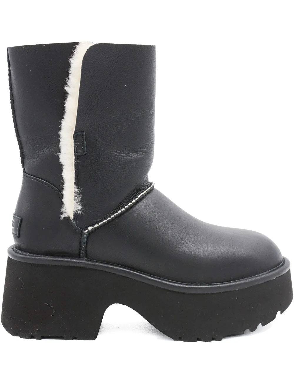 Кожаные ботинки на платформе с меховой отделкой Ugg, черный