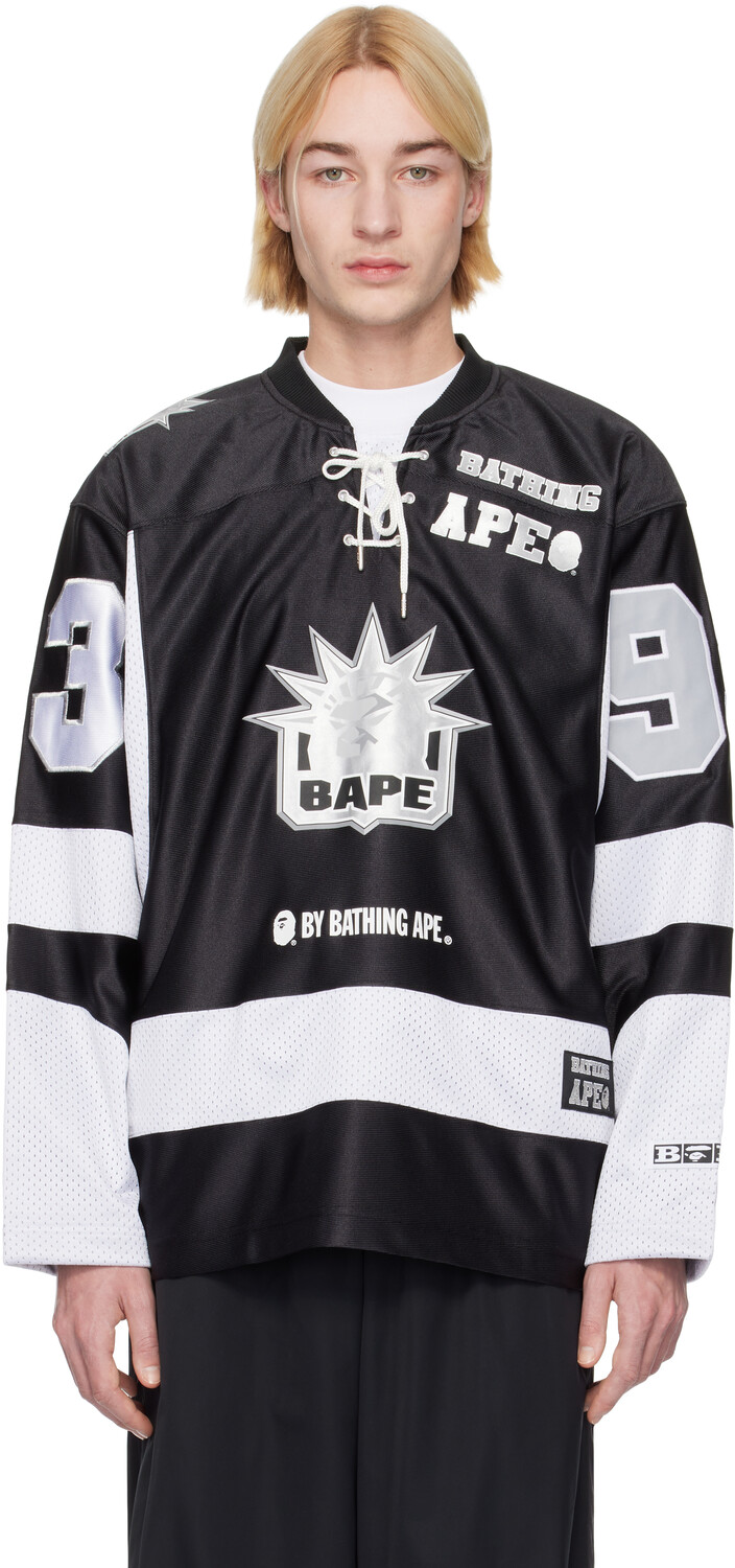 

Футболка с многочисленными логотипами для хоккея на льду BAPE, черный