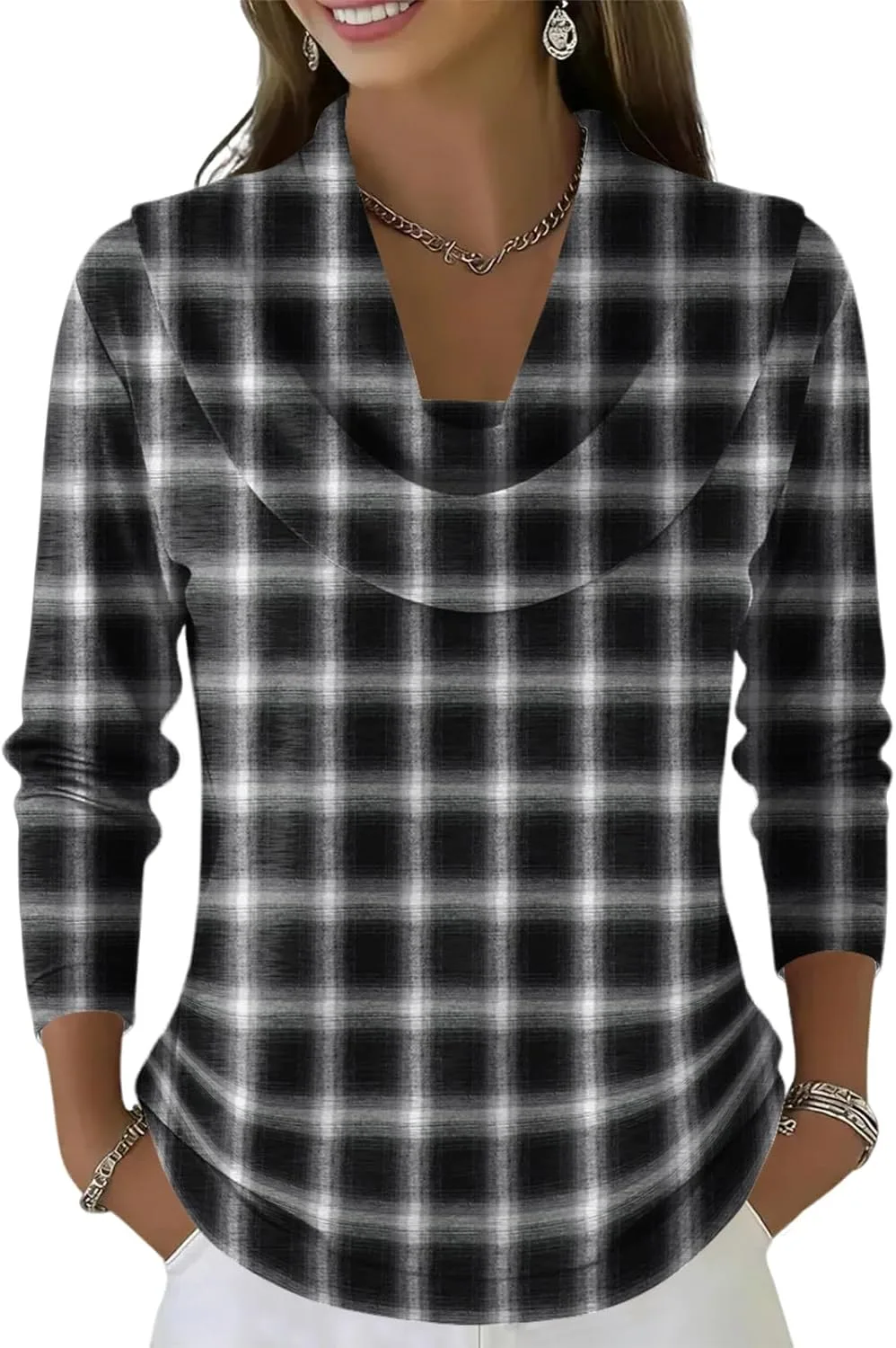 

Женская блузка с длинным рукавом, свободного кроя, с принтом