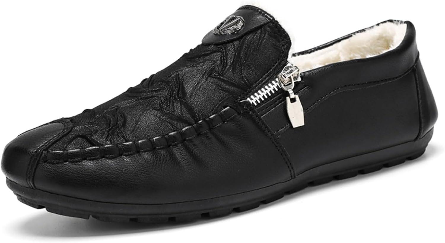 

Мужские лоферы с утеплителем из флиса, мягкие теплые слипоны, стильные и удобные для повседневной носки зимой и ежедневных поездок Khwfjas, черный