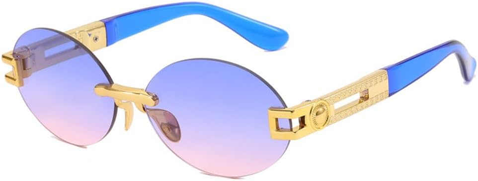 

Женские солнцезащитные очки LVTFCO без оправы, радужная оправа, ретро-овальная форма, мужские солнцезащитные очки с индивидуальным дизайном и защитой от УФ-излучения UV400, 2