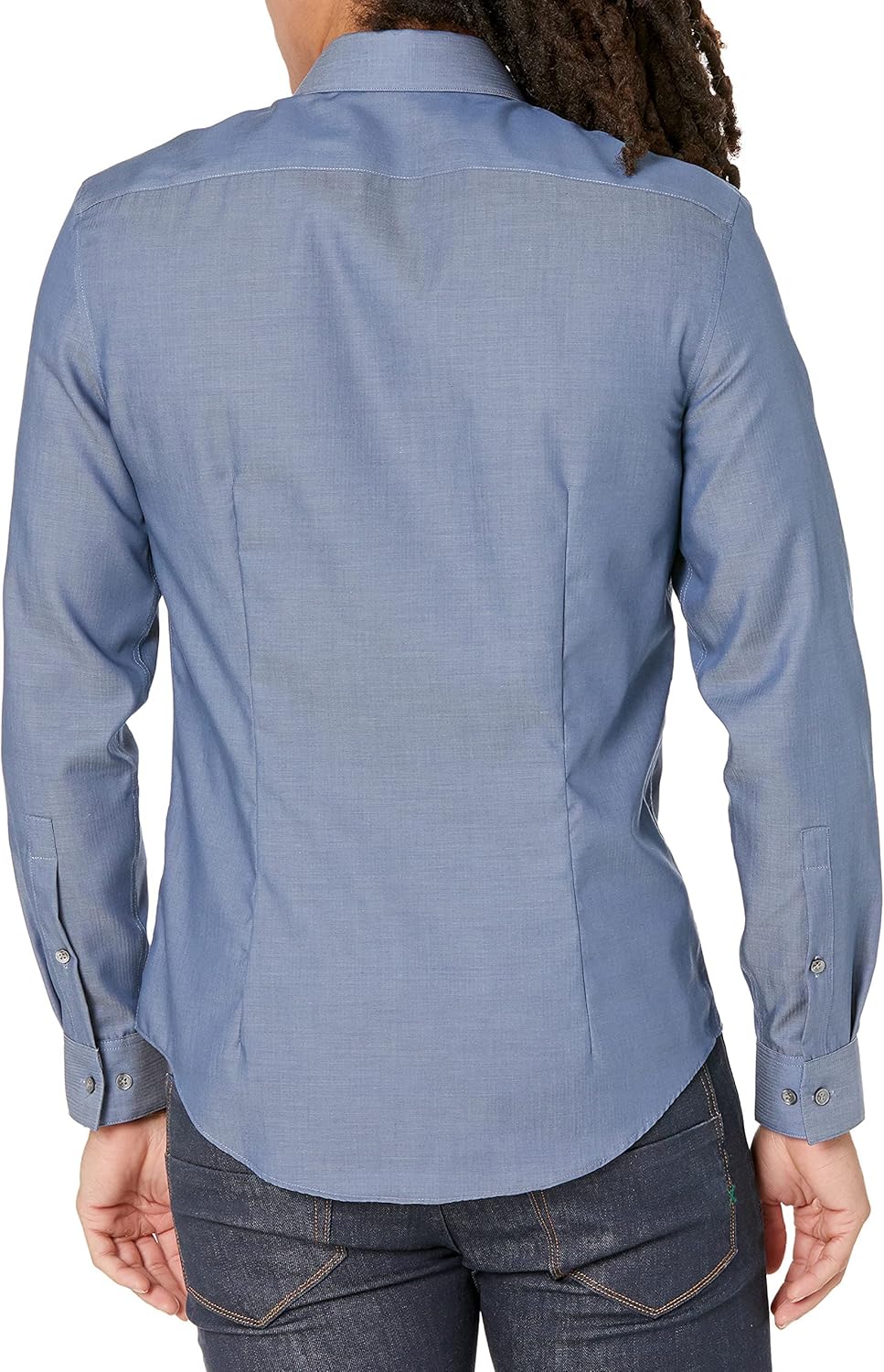 Мужская рубашка Calvin Klein Xtreme Slim Fit, нежелтая, елочка, Stream — фото 2