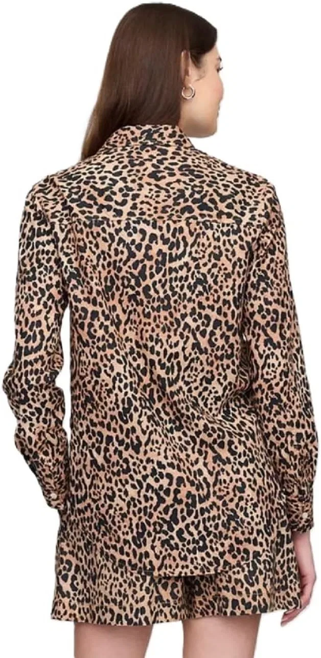 Блуза, льняная, Easy Shirt, GAP, леопардовый — фото 2
