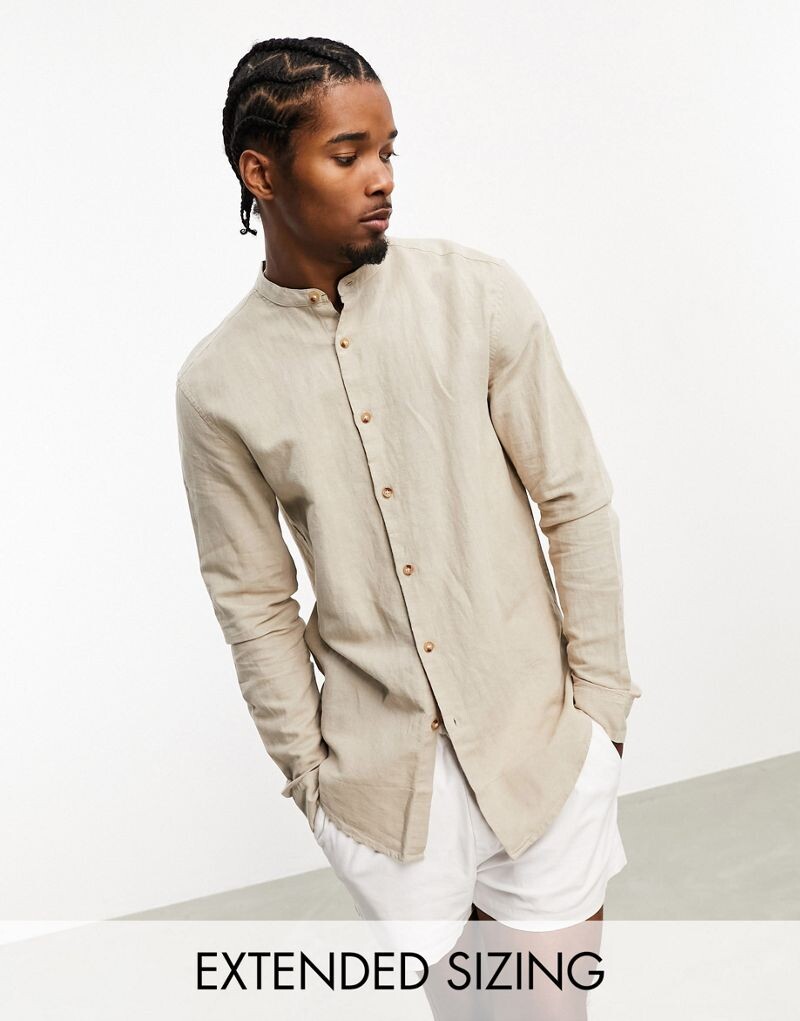 

Льняная рубашка Regular с каменным воротником ASOS DESIGN