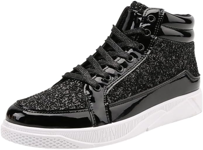 

Мужские повседневные высокие кожаные кроссовки, в золоте, серебре и черном, подходят для ежедневной носки Hoalox