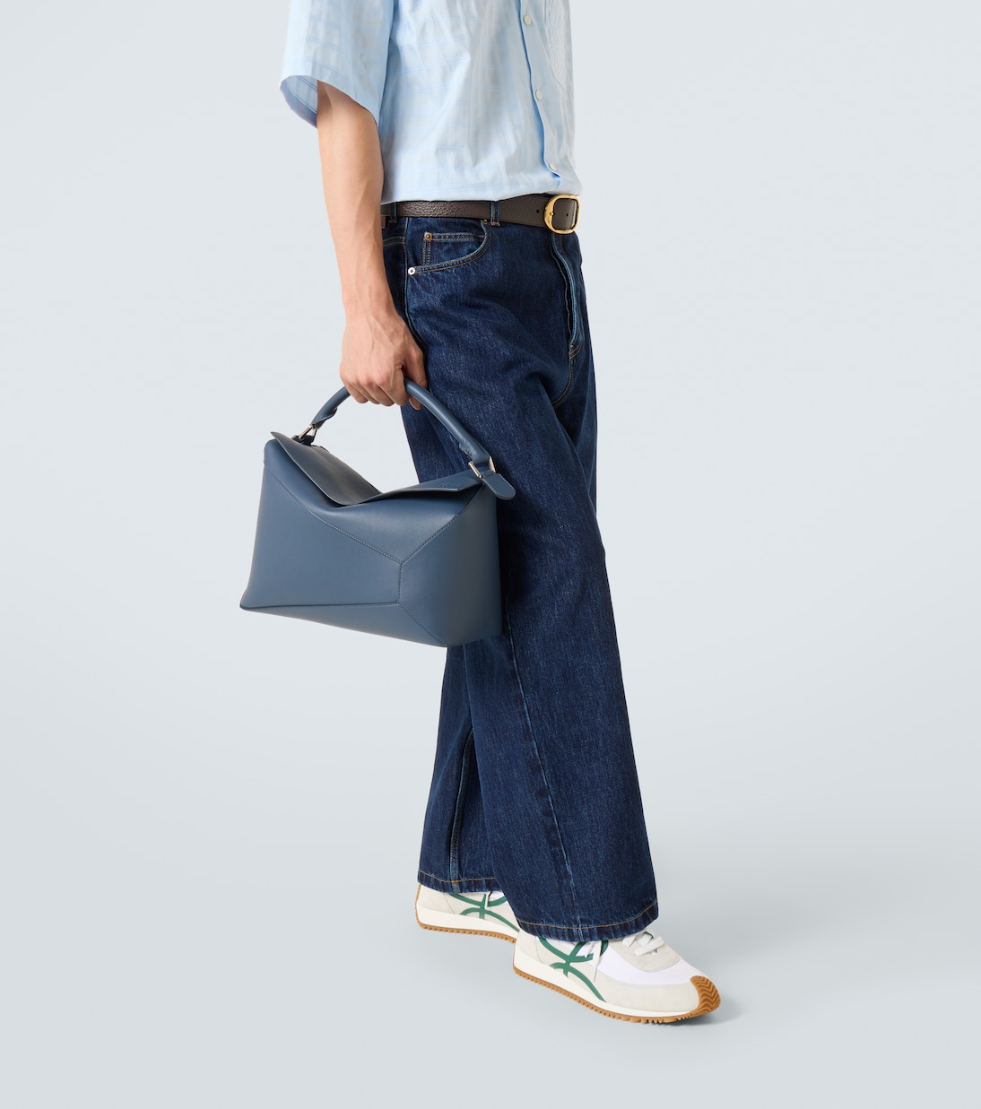 Пазл Эдж большая кожаная сумка через плечо Loewe, Indigo Dye — фото 2