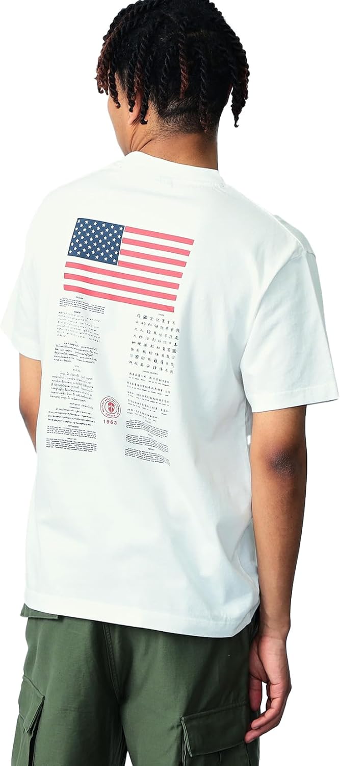 

Мужская футболка Alpha Industries с коротким рукавом и принтом «Военный квитанция о крови» в стиле милитари Alpha Industries Inc, белый