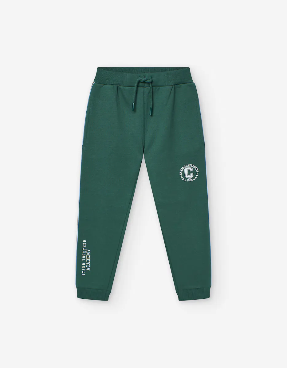 

Спортивные штаны для мальчика с эластичной резинкой на талии и кулиской Losan, темно-зеленый