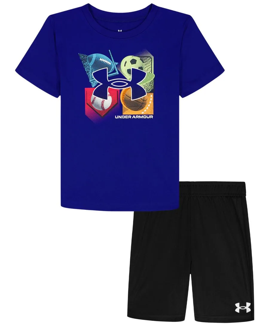 Детский комплект из футболки и шорт Tech 4Baller (2T-7), размер 2T Under Armour, синий/черный