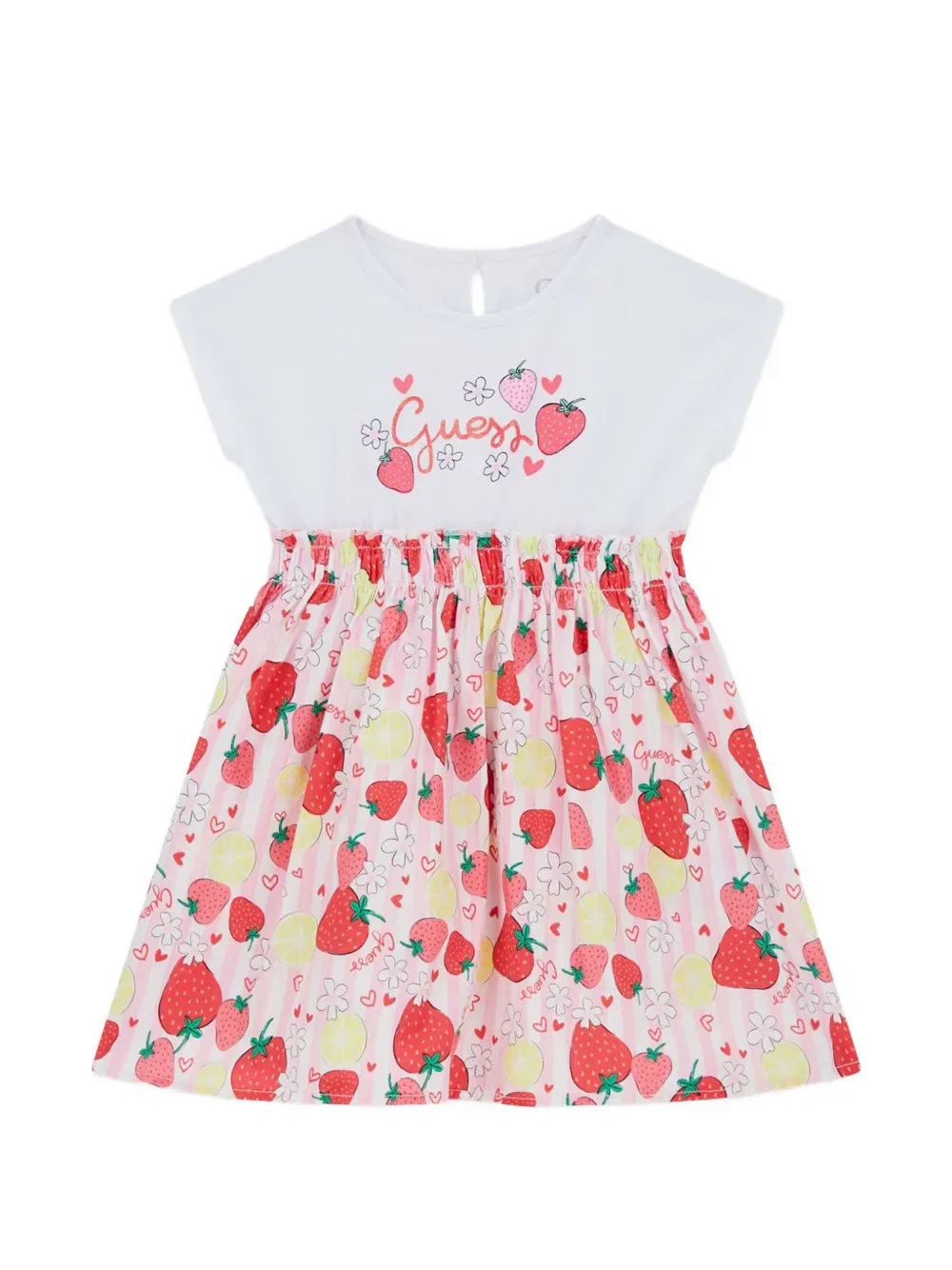 Платье с клубничным узором Guess Kids, розовый
