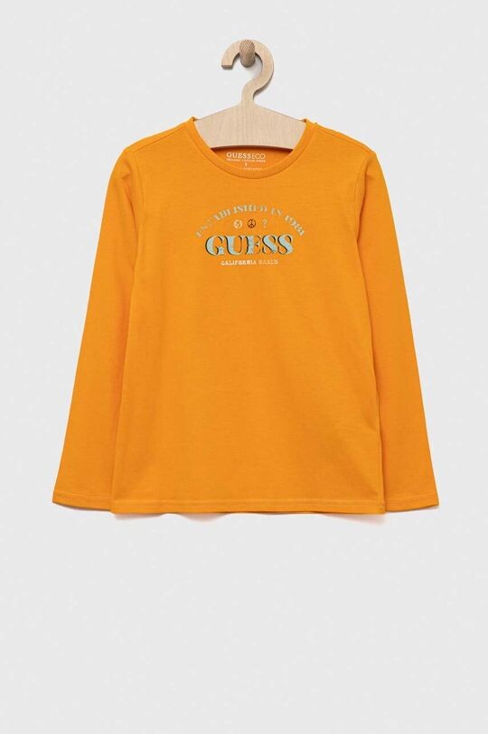 

Хлопковая рубашка с длинными рукавами для мальчиков и девочек Guess, оранжевый