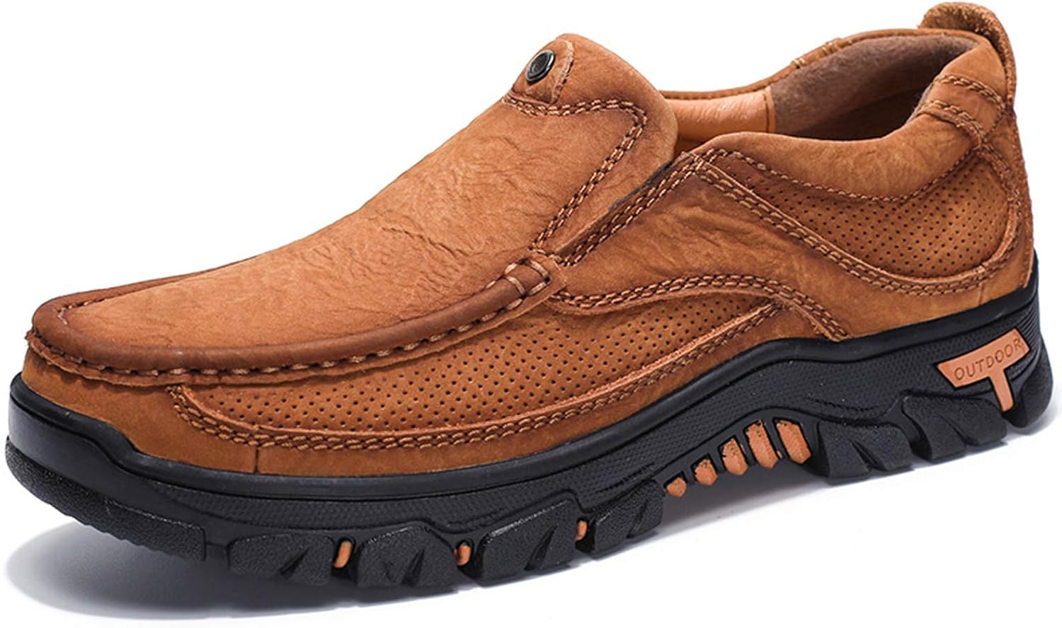 

Мужские кожаные слипоны GOSPT, дышащие прогулочные кроссовки для активного отдыха, походов и кемпинга, светло-коричневый