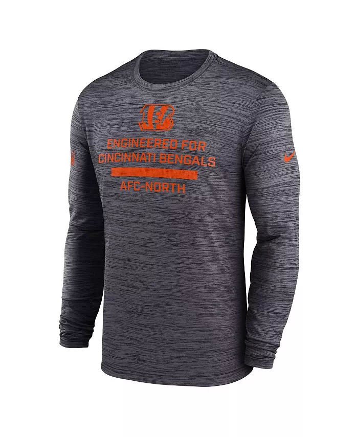 Мужская черная футболка с длинным рукавом Cincinnati Bengals Sideline Velocity Performance Nike — фото 2