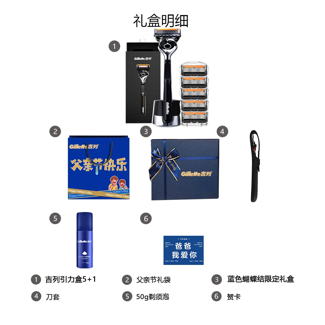 Подарочный набор: бритвенный станок Gillette Fusion5 ProGlide + пена для бритья + футляр для лезвий + открытка + пакет — фото 4