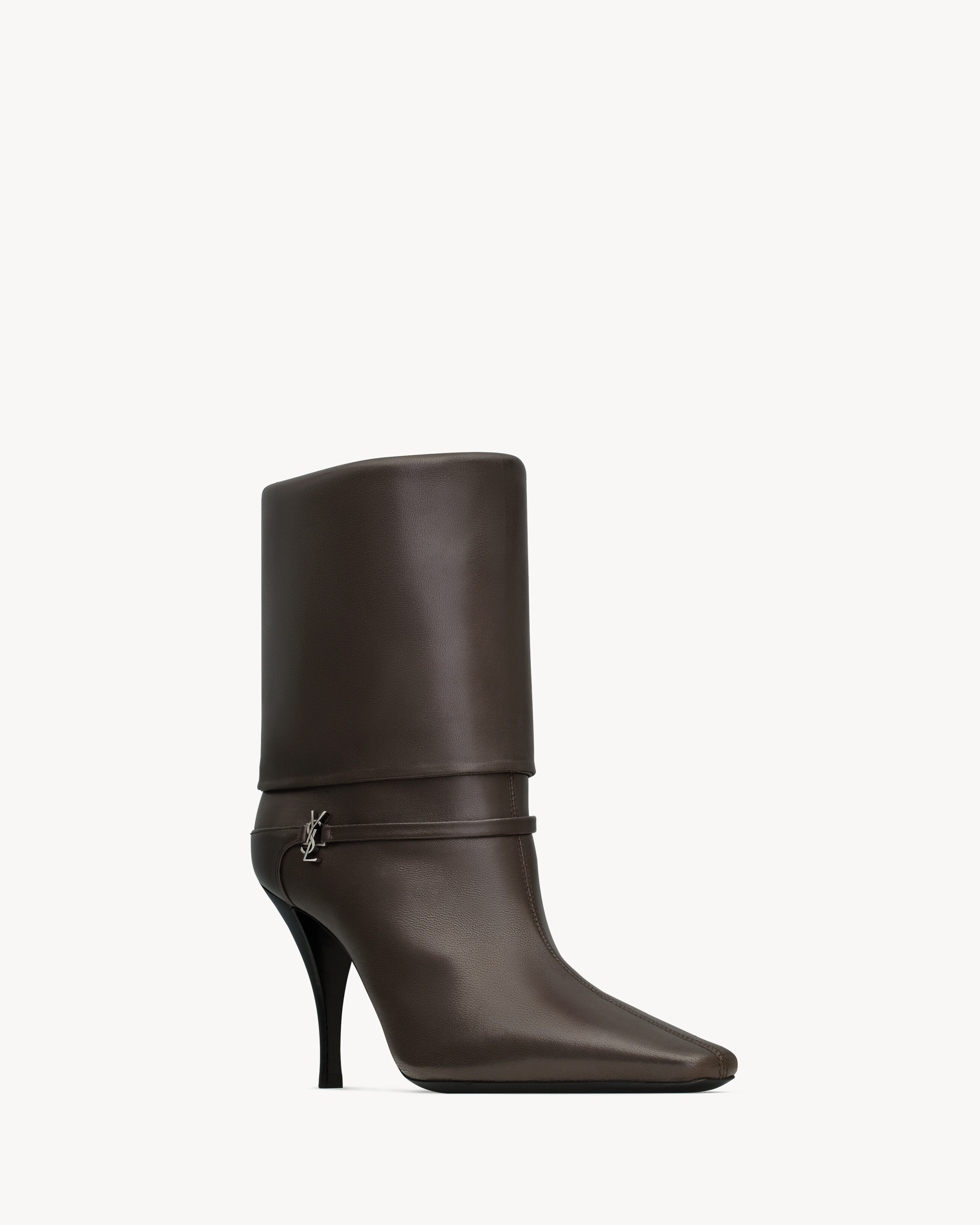 Ботильоны NIKI из гладкой кожи Saint Laurent, коричневый — фото 3