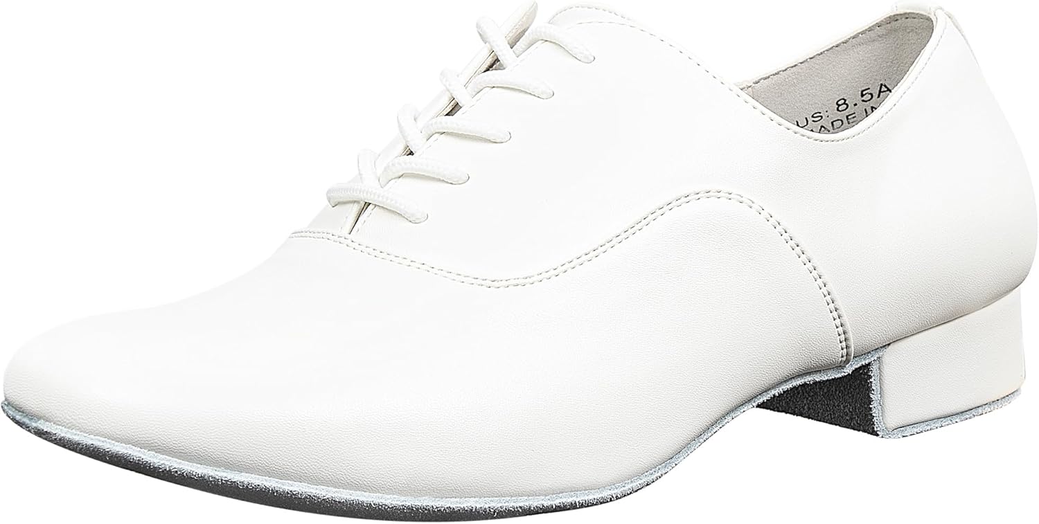 

Мужские латинские танцевальные туфли Linodes с кожаной подошвой 3 см для бальных, сальса, танго, вальса и характерных танцев, белый