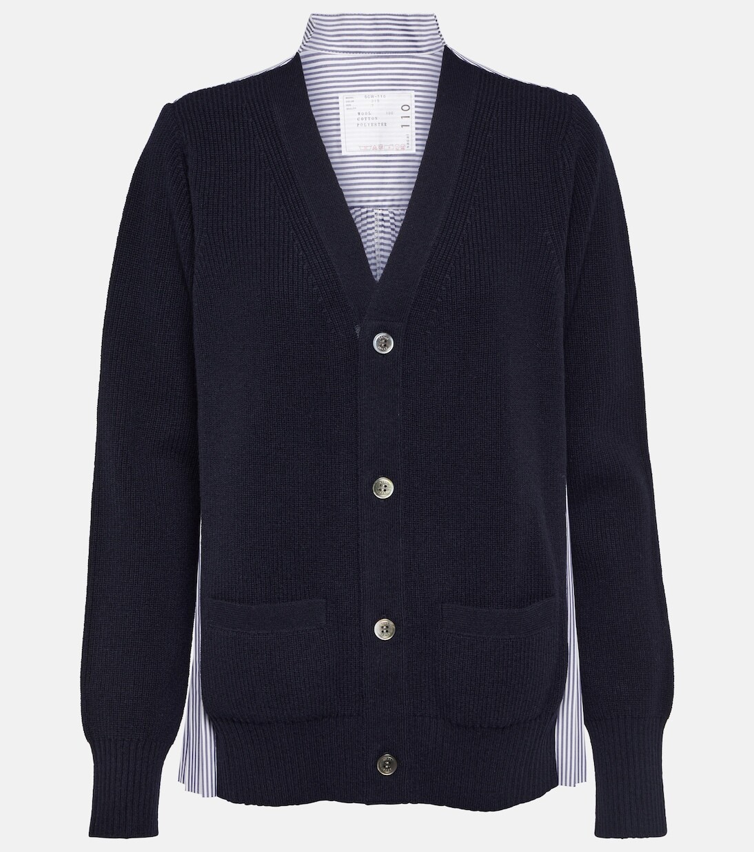 

Кардиган из поплина из шерсти и хлопка Sacai, синий