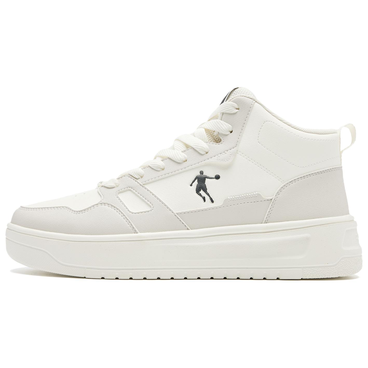 

QIAODAN Кроссовки Dry Slip Resistant Abrasion Resistant High top Skateboard Shoes Men's Ivory White Crescent Gray
