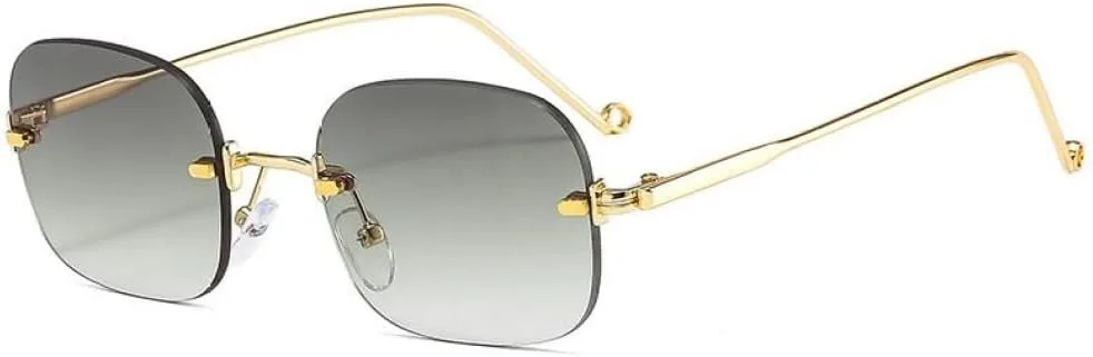 

MUTYNE Модные маленькие квадратные солнцезащитные очки для женщин, винтажные солнцезащитные очки без оправы для мужчин и женщин, ретро-очки без оправы для дам, Green