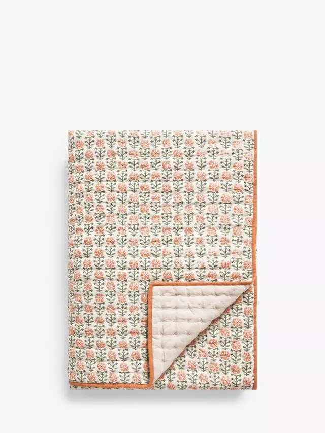 

Покрывало John Lewis Aria Reversible Quilted, цвет terracotta