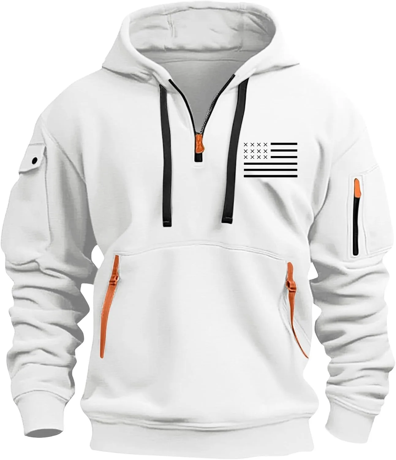 

GOFULY худи с четвертью молнией мужское оверсайз флис тактическое толстовка с капюшоном осенняя легкая пуловер с карманами