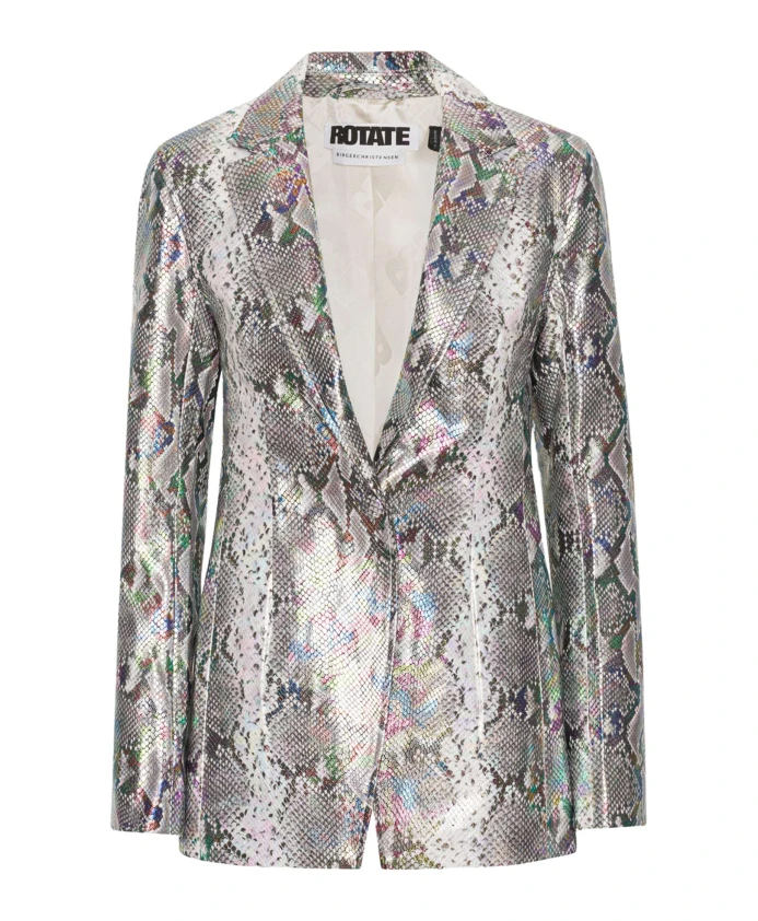 

Блейзер из голографической искусственной кожи облегающего кроя. Rotate Birger Christensen, серый