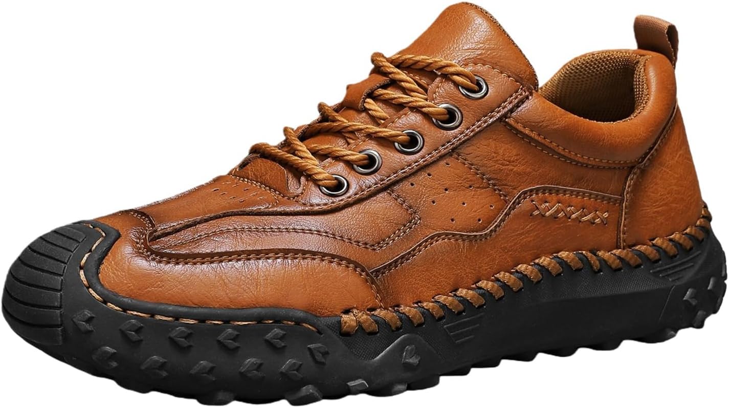 

Мужские модные лоферы Винтажные классические кожаные ботинки ручной работы Ботинки Нескользящие дышащие кроссовки для вождения, походов и активного отдыха Коричневые Zwrxw