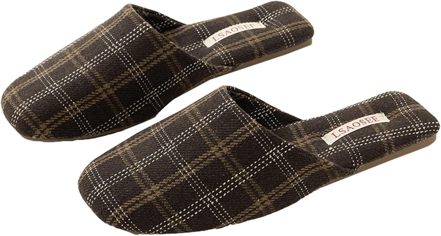 

Роскошные клетчатые сандалии Yafirgeer для женщин и мужчин, элегантные домашние тапочки с закрытым носком, для дома и улицы, Coffee