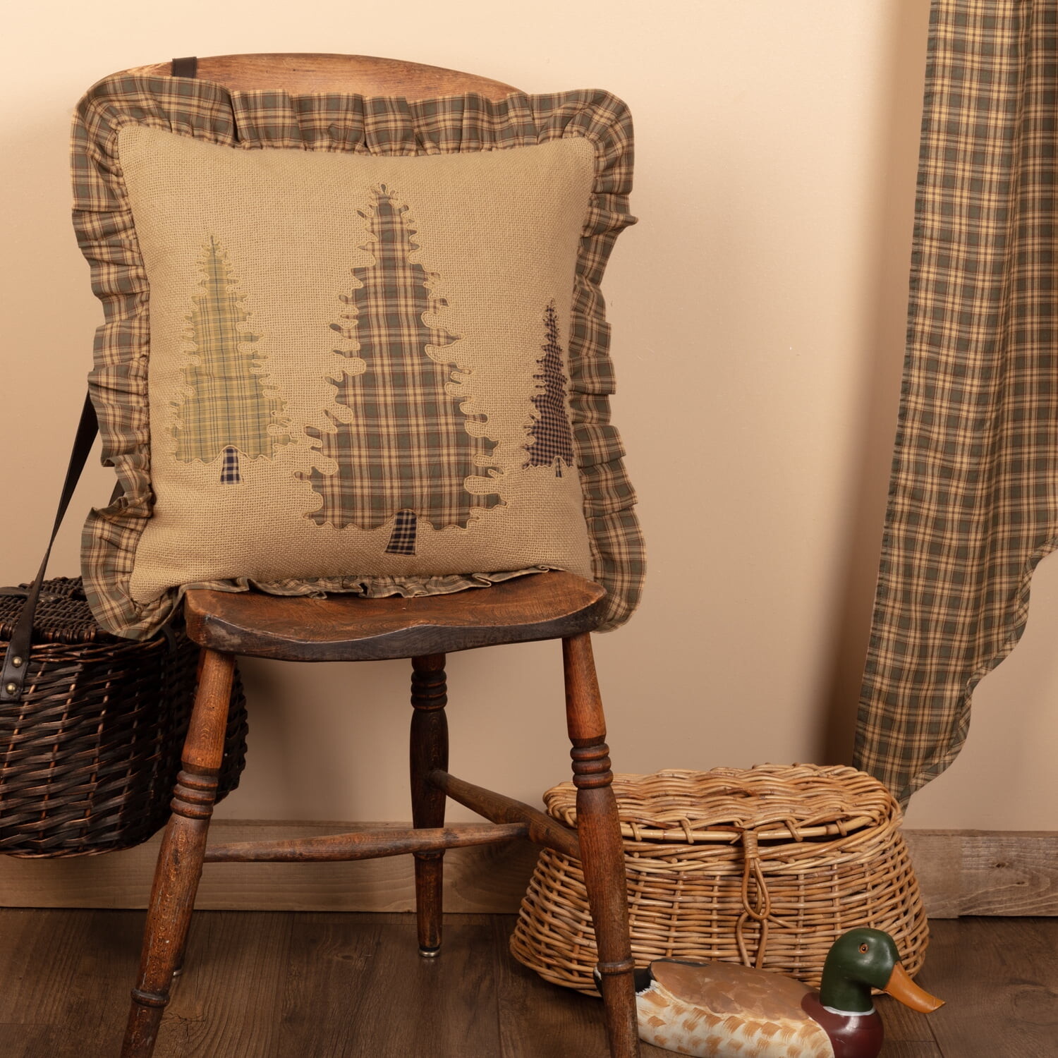 

Постельное белье VHC Brands Cedar Ridge Tree Print, бежевый / зеленый