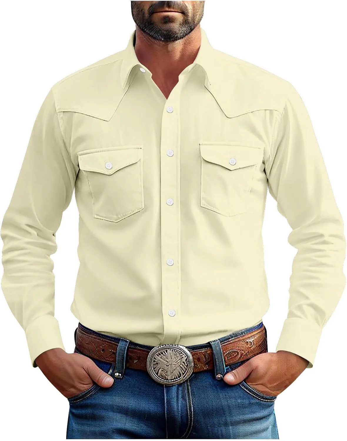 

Мужская рубашка в стиле вестерн с кнопками Pearl Snap, хлопковая, с двумя карманами Xiaojmake