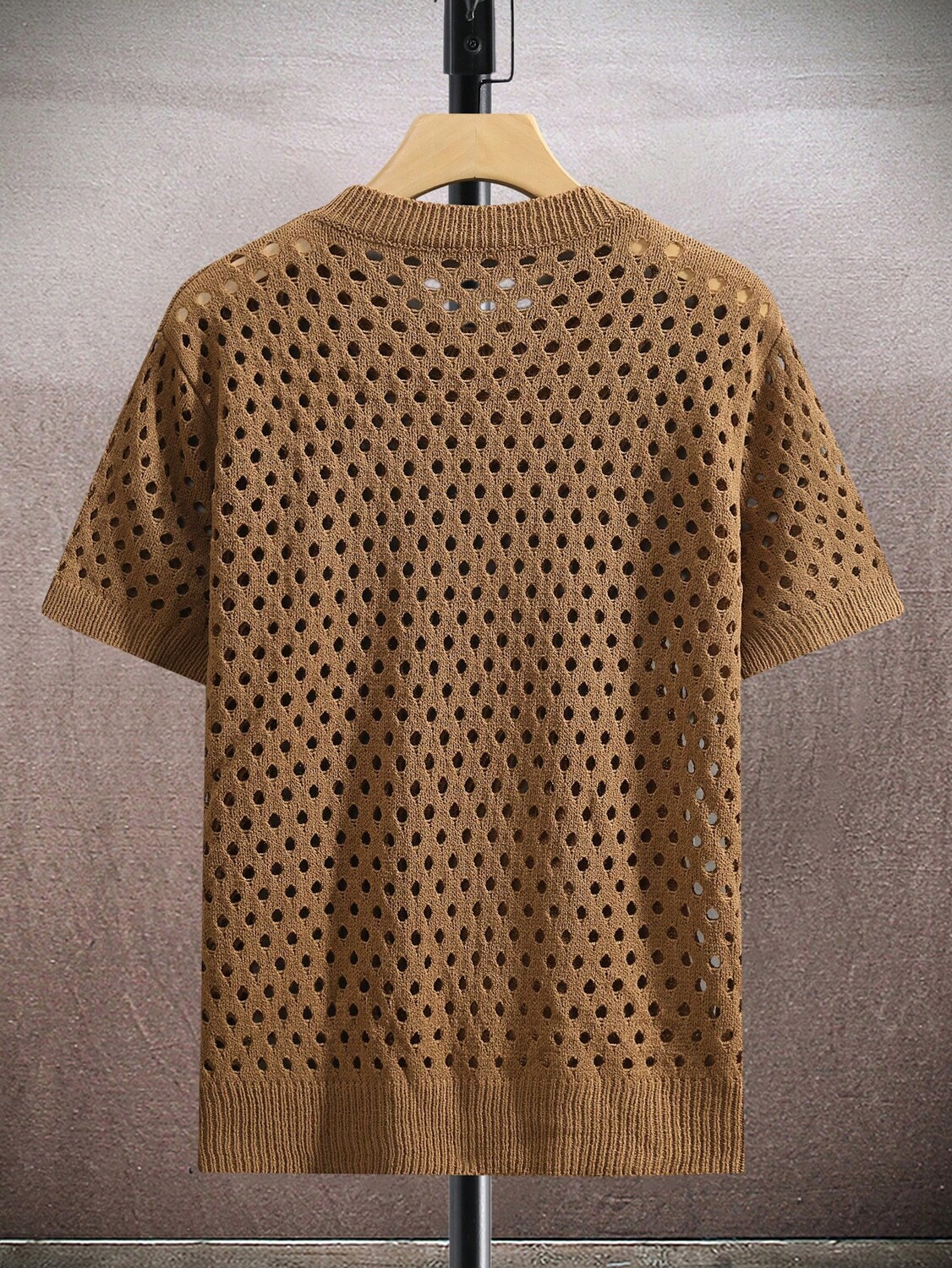 

Топ вязаный мужской Manfinity Homme с короткими рукавами и вырезами, песочный