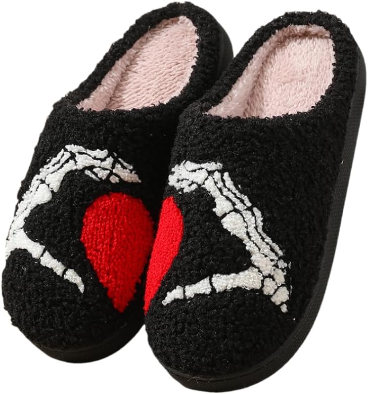 

Женские и мужские тапочки FSwinder, ретро, с эффектом памяти, с милыми мультяшными скелетами, привидениями и тыквами, плюшевые, мягкие, теплые, с меховой подкладкой, противоскользящие, для дома и зимы, черный