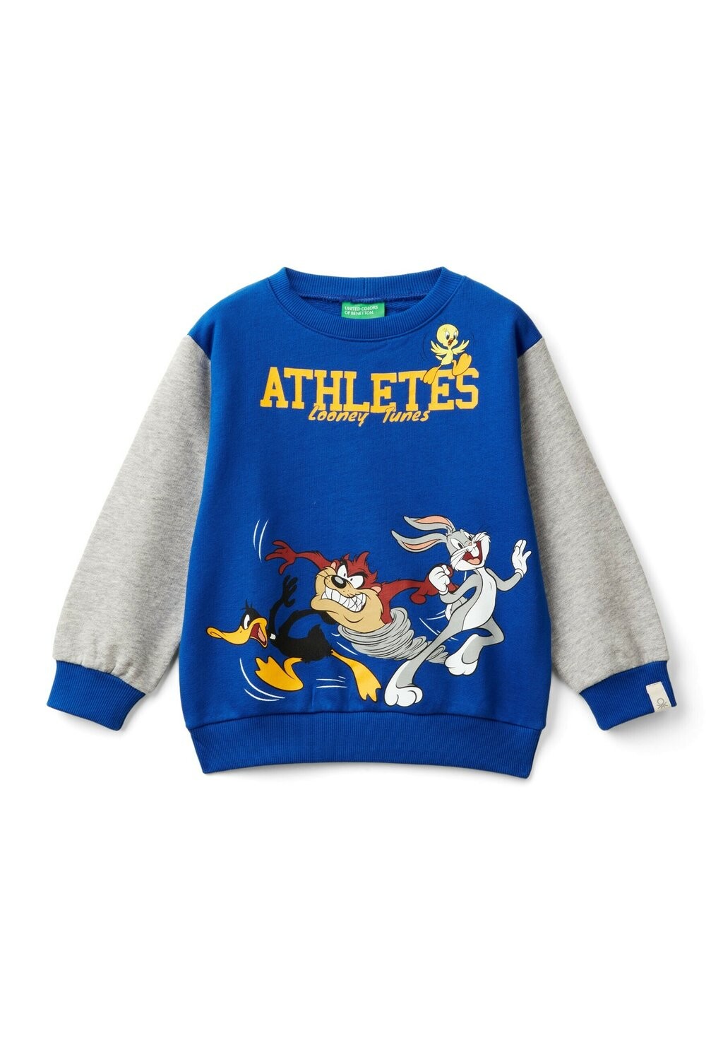 

Толстовка ROUNDNECK SLIGHTLY DROPPED SHOULDER PRINT ON FRONT AND BACK WRISTS BOTTOM COMFORTABLE FIT United Colors of Benetton, синий