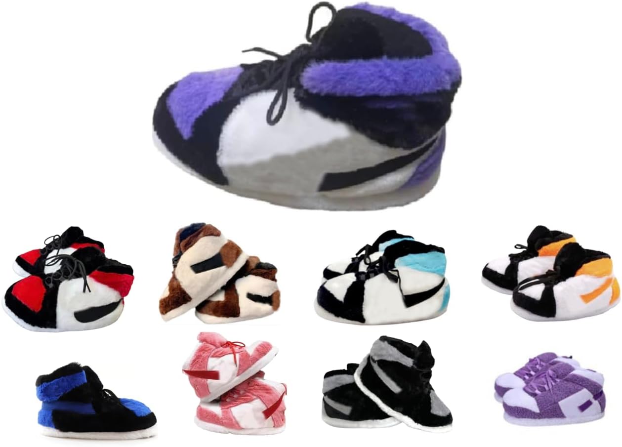 

Теплые пушистые кроссовки-тапочки для дома Generic, белый/черный/фиолетовый