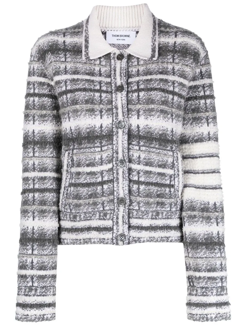 

Клетчатый жакет с полосками 4-Bar THOM BROWNE, серый