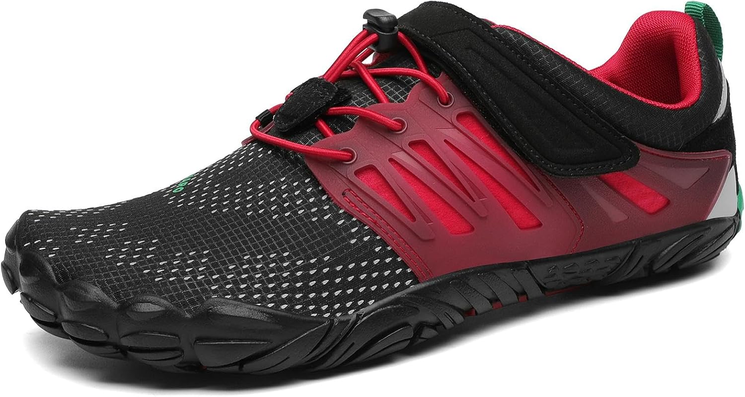 

SAGUARO Женские и мужские кроссовки для бега, минималистичные кроссовки для трейлраннинга, с широким носком и нулевым перепадом высоты подошвы, для кросс-тренинга на открытом воздухе, красный