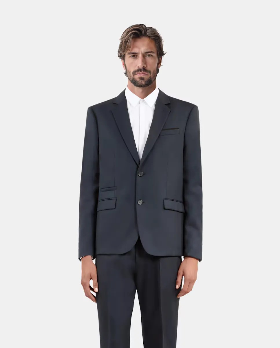 

Мужской шерстяной пиджак прямого покроя The Kooples, синий