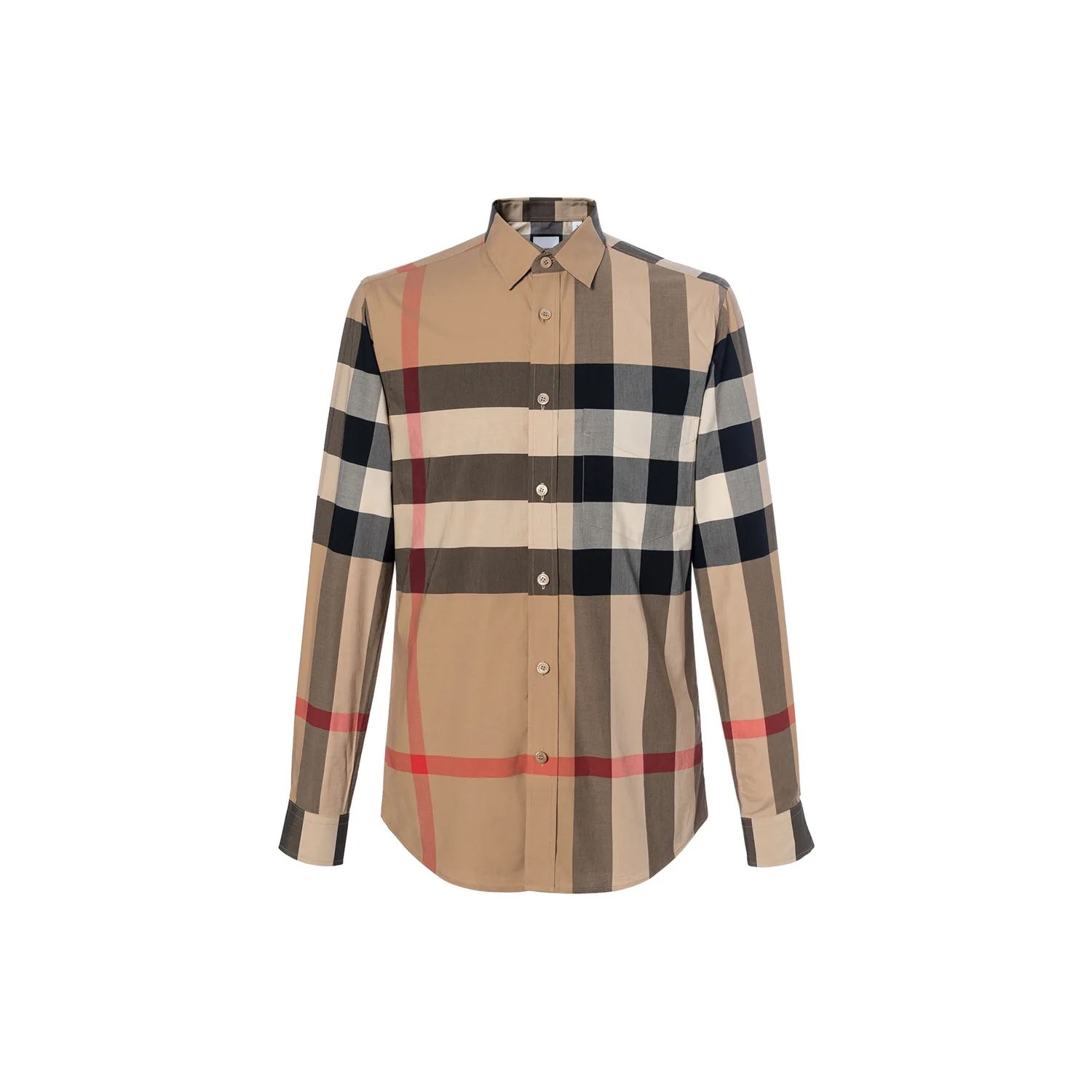 Рубашка Burberry хлопковая поплиновая с эффектом стретч, верблюжий