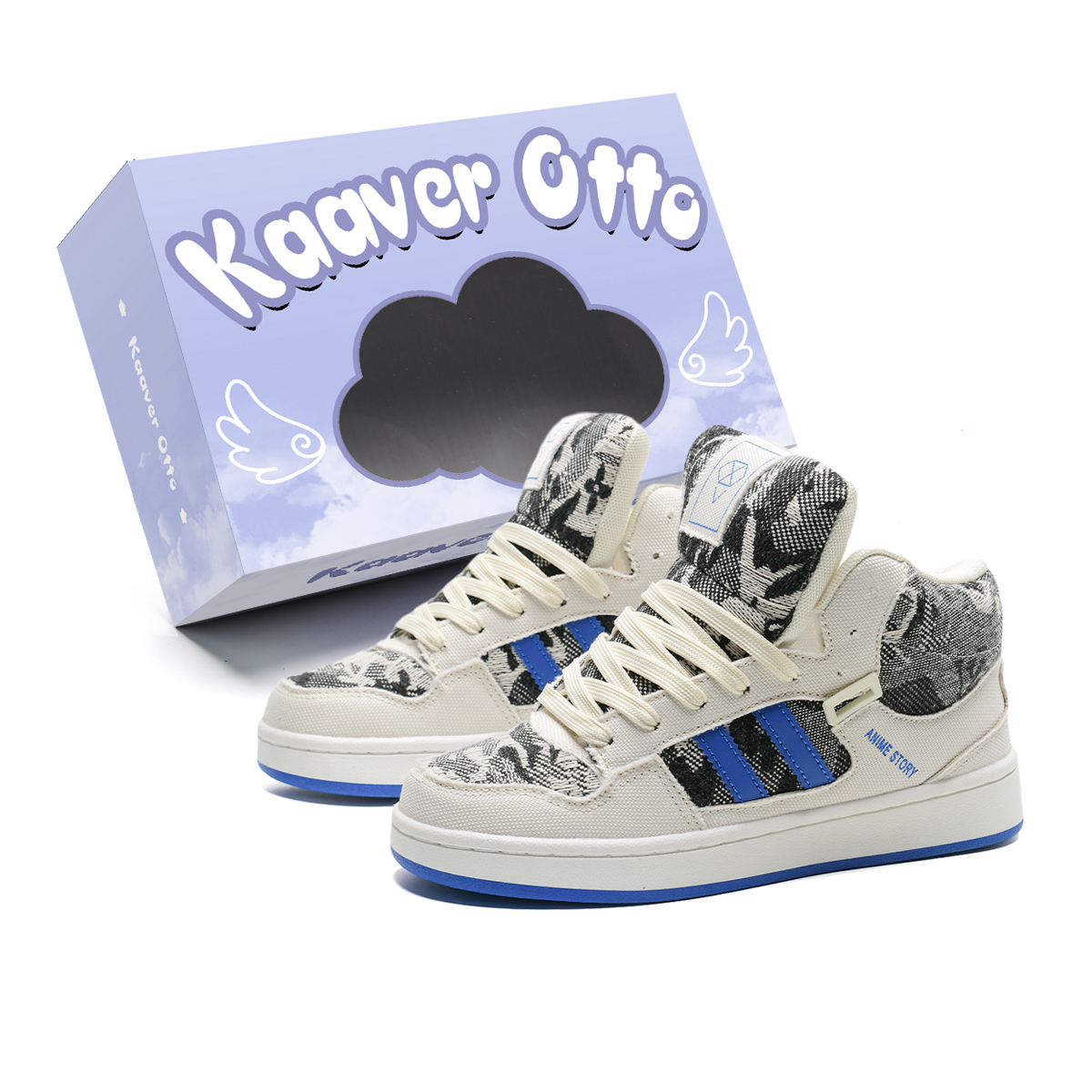 

KAAVER OTTO Высокие скейтерские кроссовки унисекс градиент бело-голубые, цвет White Blue