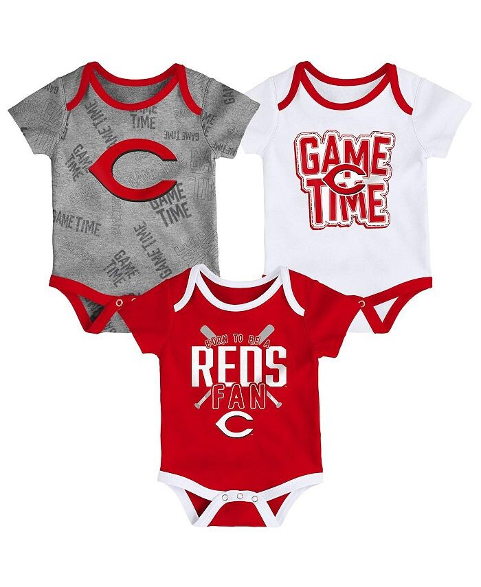 

Комплект боди из трех предметов Game Time для новорожденных, Cincinnati Reds, красный, белый и серый с меланжевым отливом Outerstuff, мультиколор