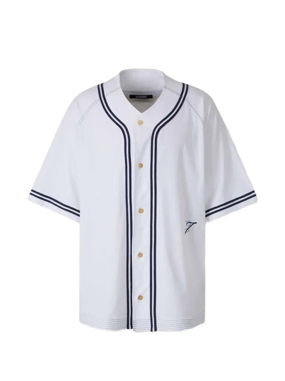 Рубашка The Baseball с нашивкой в полоску и вышитым логотипом JACQUEMUS, белый
