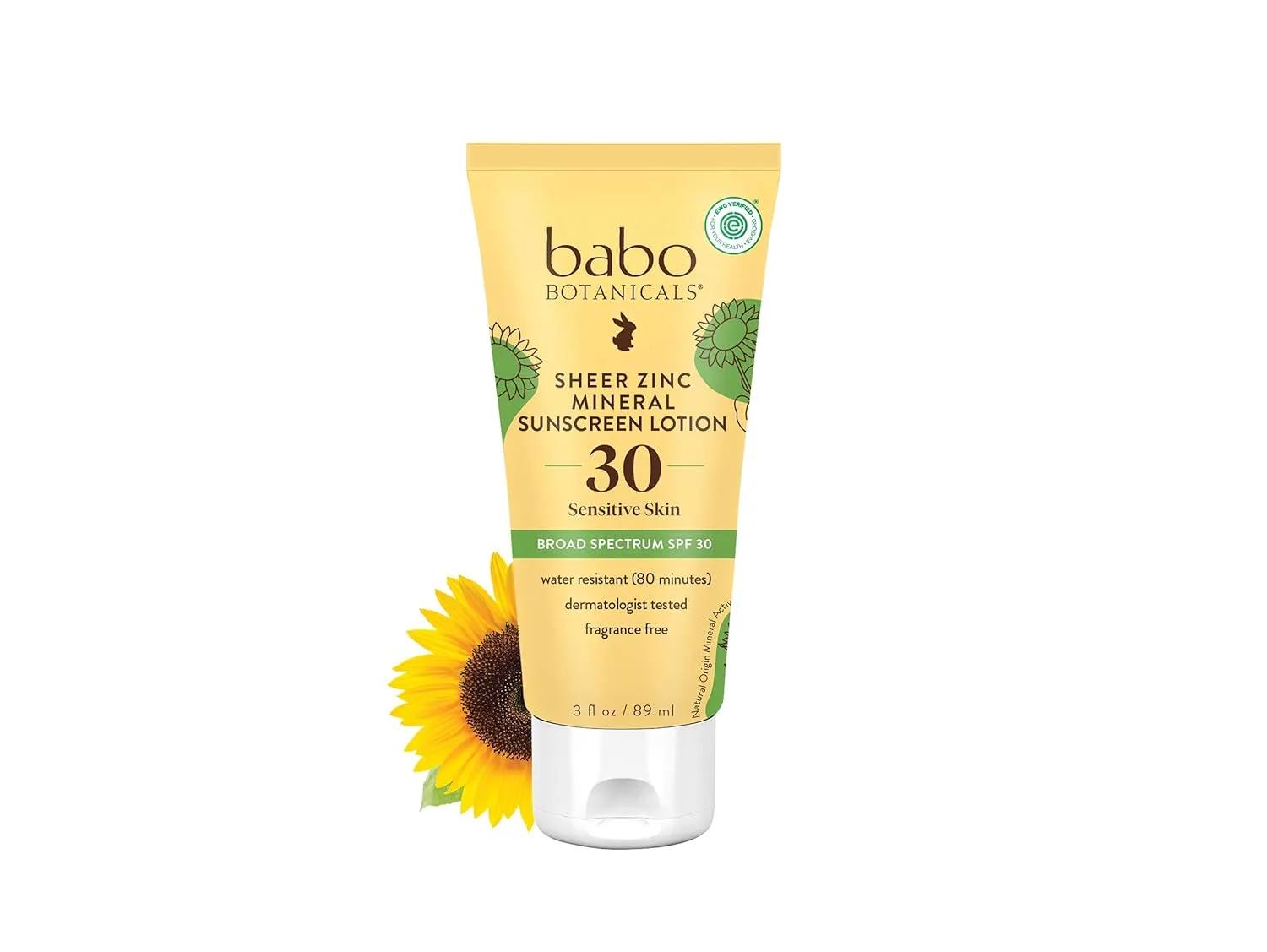 Babo Botanicals Sheer Zinc Mineral Sunscreen Lotion SPF30 - Natural Zinc Oxide - Shea Butter - для лица и тела - водостойкий - без отдушки - EWG Verified - Vegan - для всех возрастов - 90 мл