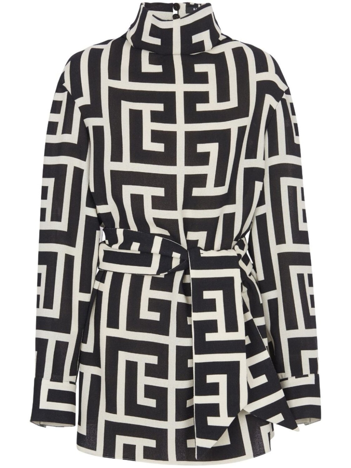 

Balmain блузка с монограммой и поясом, черный
