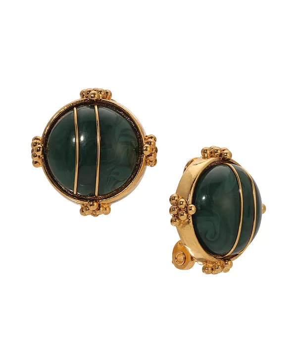 

Круглые акриловые серьги-клипсы 2028, green