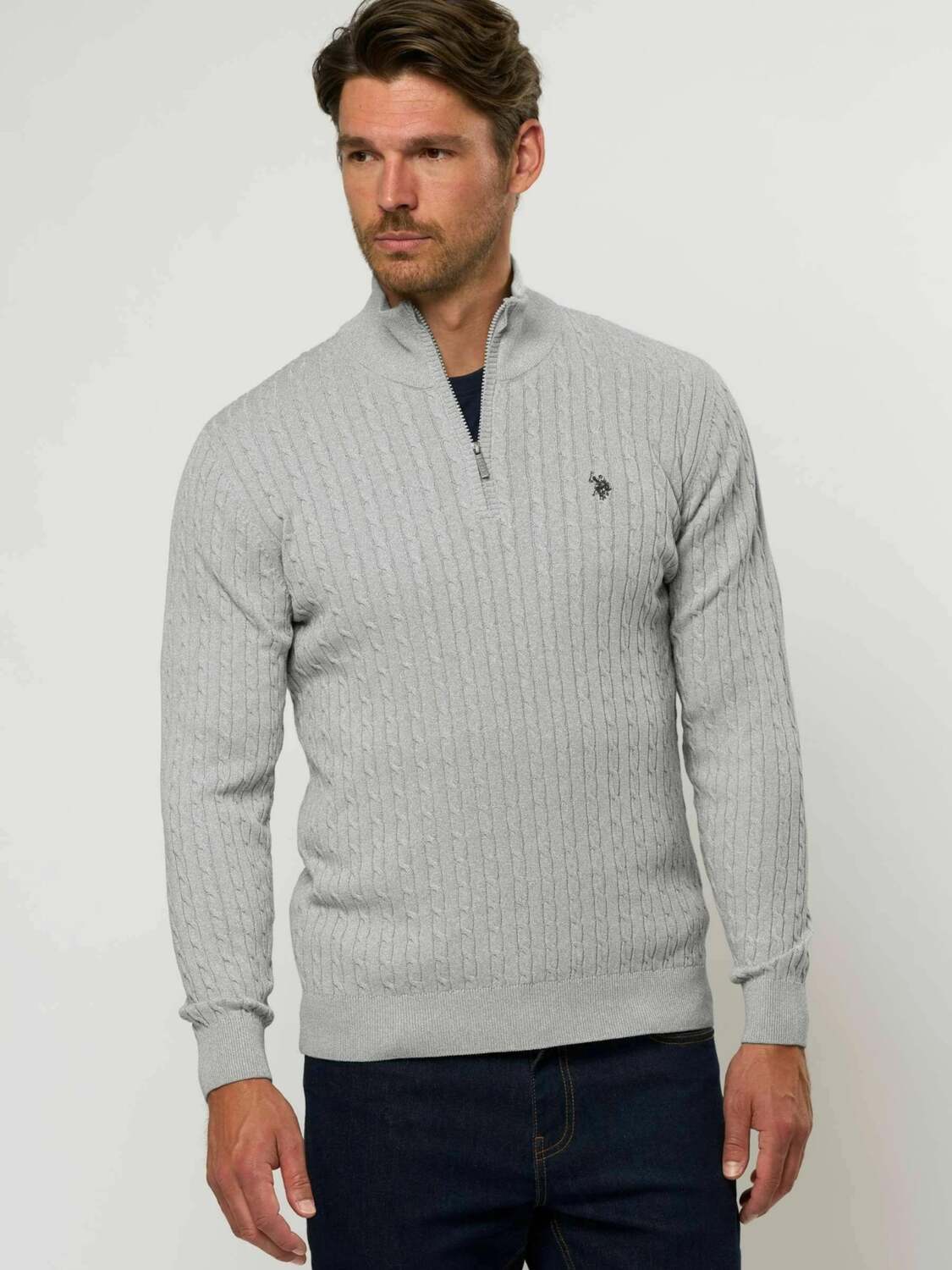U.S. POLO ASSN. Свитер 'UMAmir' в крапчатом сером цвете — фото 2