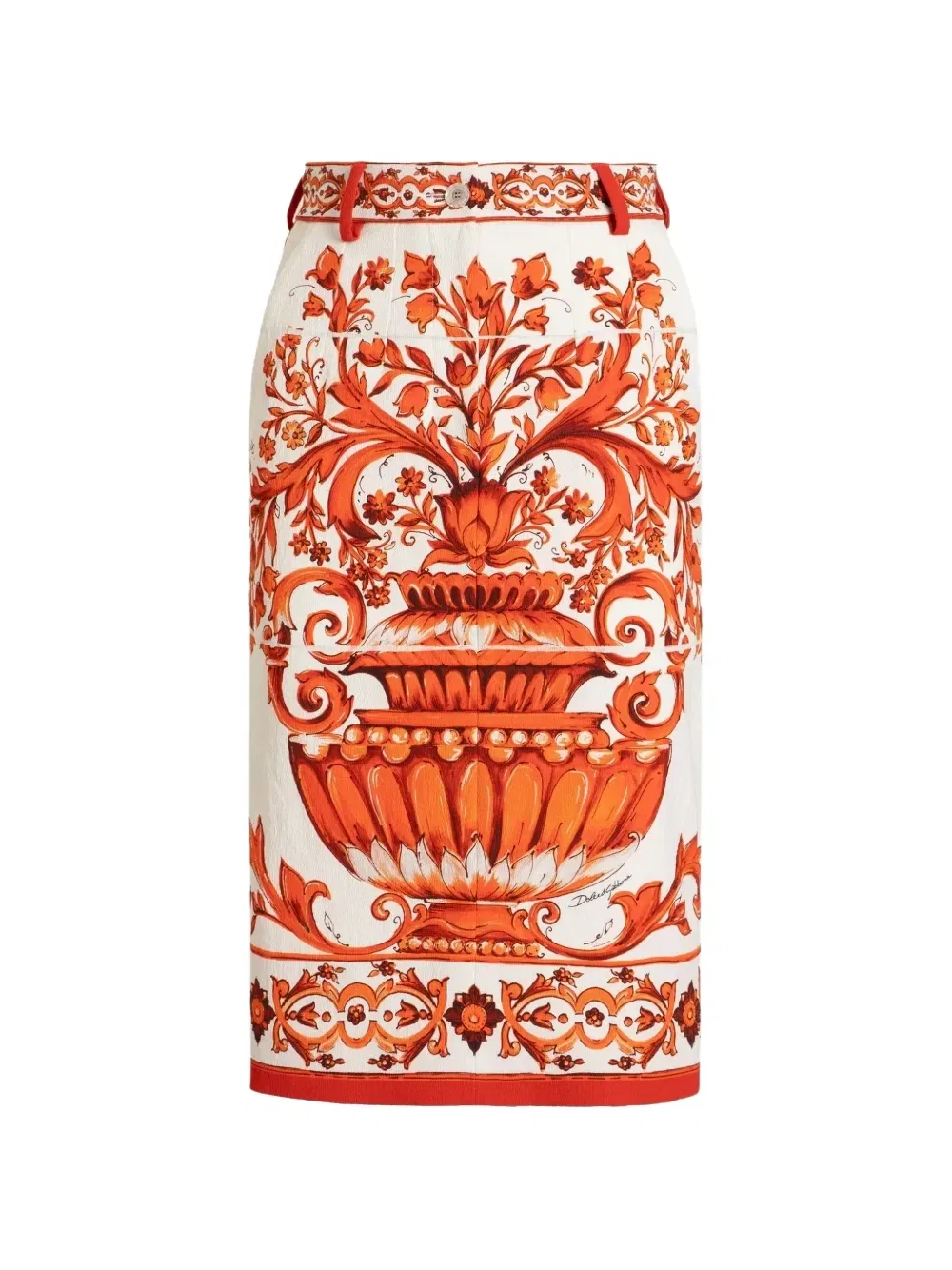 Юбка миди с принтом majolica DOLCE & GABBANA, белый